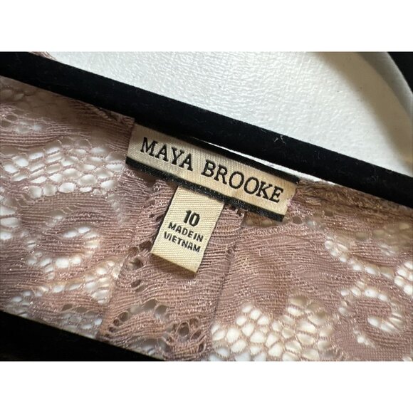 2 pc Maya Brooke Lace Top & Pants Set Dusty Rose Size 10 - Picture 6 of 16